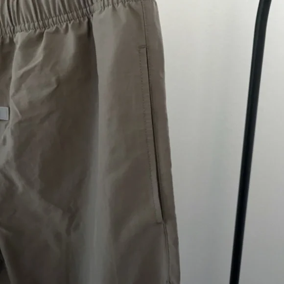 FEAR OF GOD ESSENTIALS | Nylon Cotton Satin Track Pants in Dust/Taupe | Size XS - Picture 6 of 13